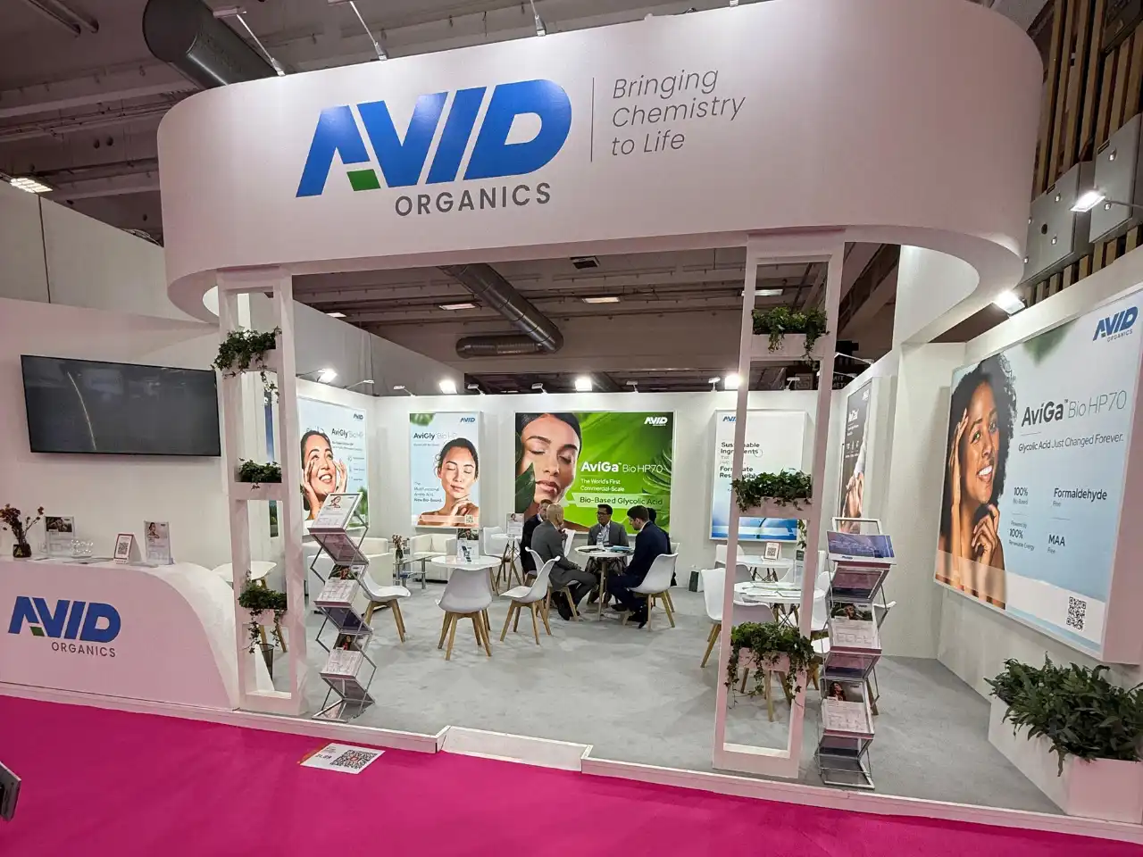 Avid Organics exhibition stand at In-cosmetics 2026, Barcelona